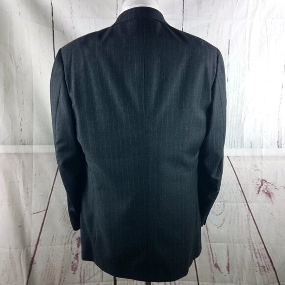 Stafford Executive 44L Wool 2 Button Gray Striped Suit Blazer Jacket - Picture 7 of 10